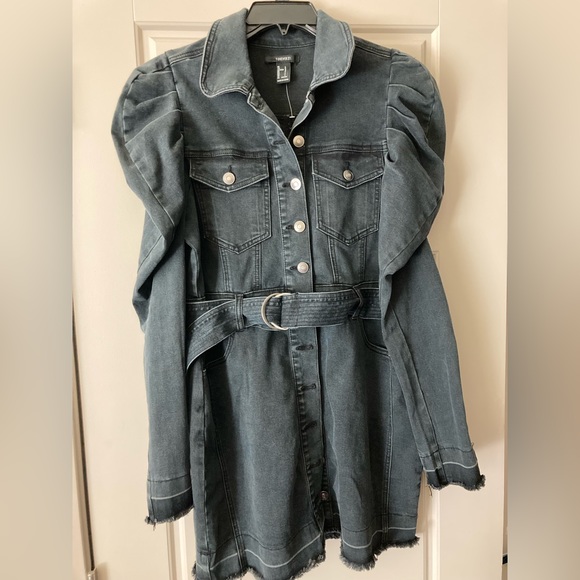 Forever 21 Dresses Denim Puff Sleeve Mini Dress Poshmark